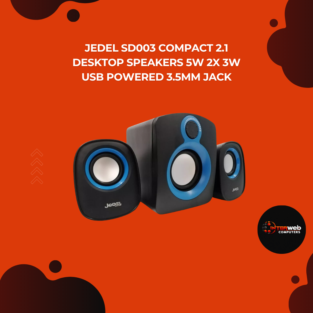 Jedel SD003 Compact 2.1 Desktop Speakers 5w 2x 3w USB Powered 3.5mm Jack