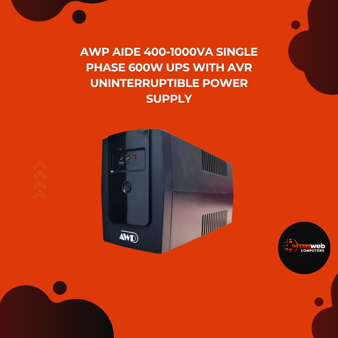AWP Aide 400-1000VA Single Phase 600W UPS with AVR Uninterruptible Power Supply
